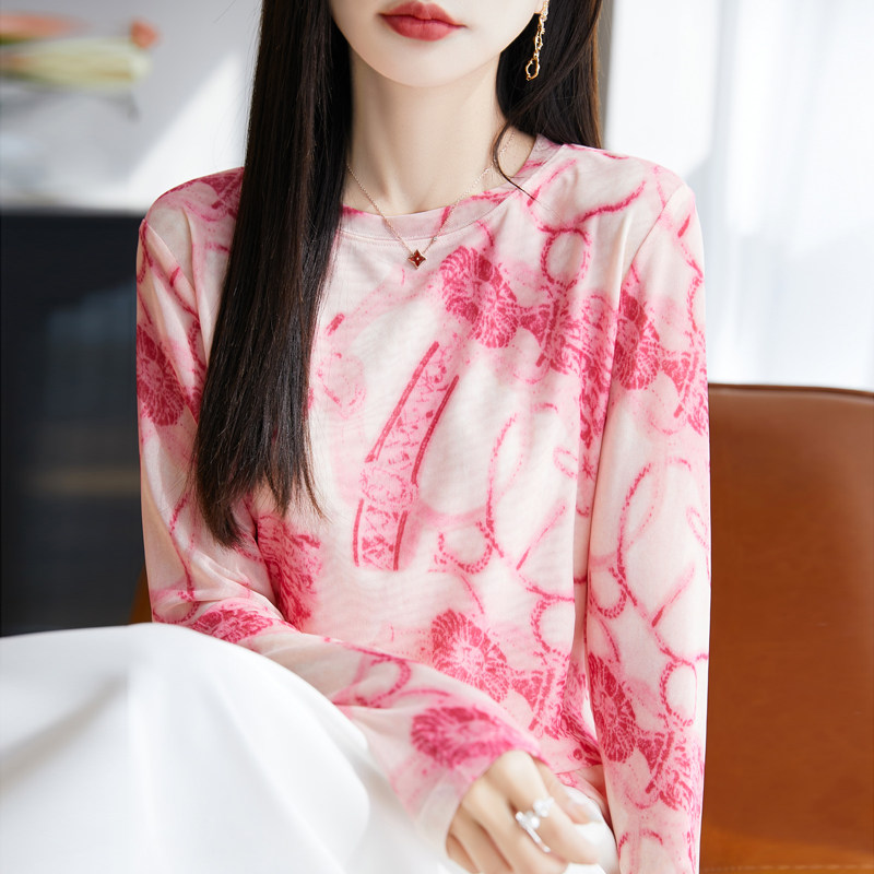 气质爆棚~印花长袖T恤女2025新