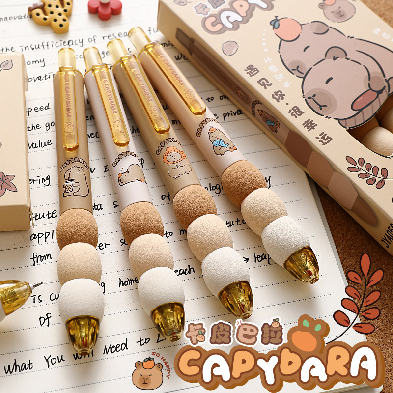 卡皮巴拉软握中性笔按动式欧包笔高颜值ST笔头刷题笔新款学生初高中生专用黑色水笔碳素圆珠笔速干顺滑黑笔芯,文具电教/文化用品/商务用品,中性笔,淘宝优惠券,粉丝福利购,淘宝优惠卷