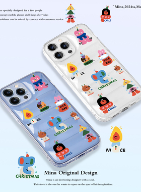 圣诞卡通可爱小人iPhone16Pro Max手机壳羽绒全包气囊适用苹果15pro冬季款14pormax个性创意圣诞礼物保护套13
