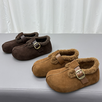 真皮羊毛加绒勃肯鞋女2025冬新款