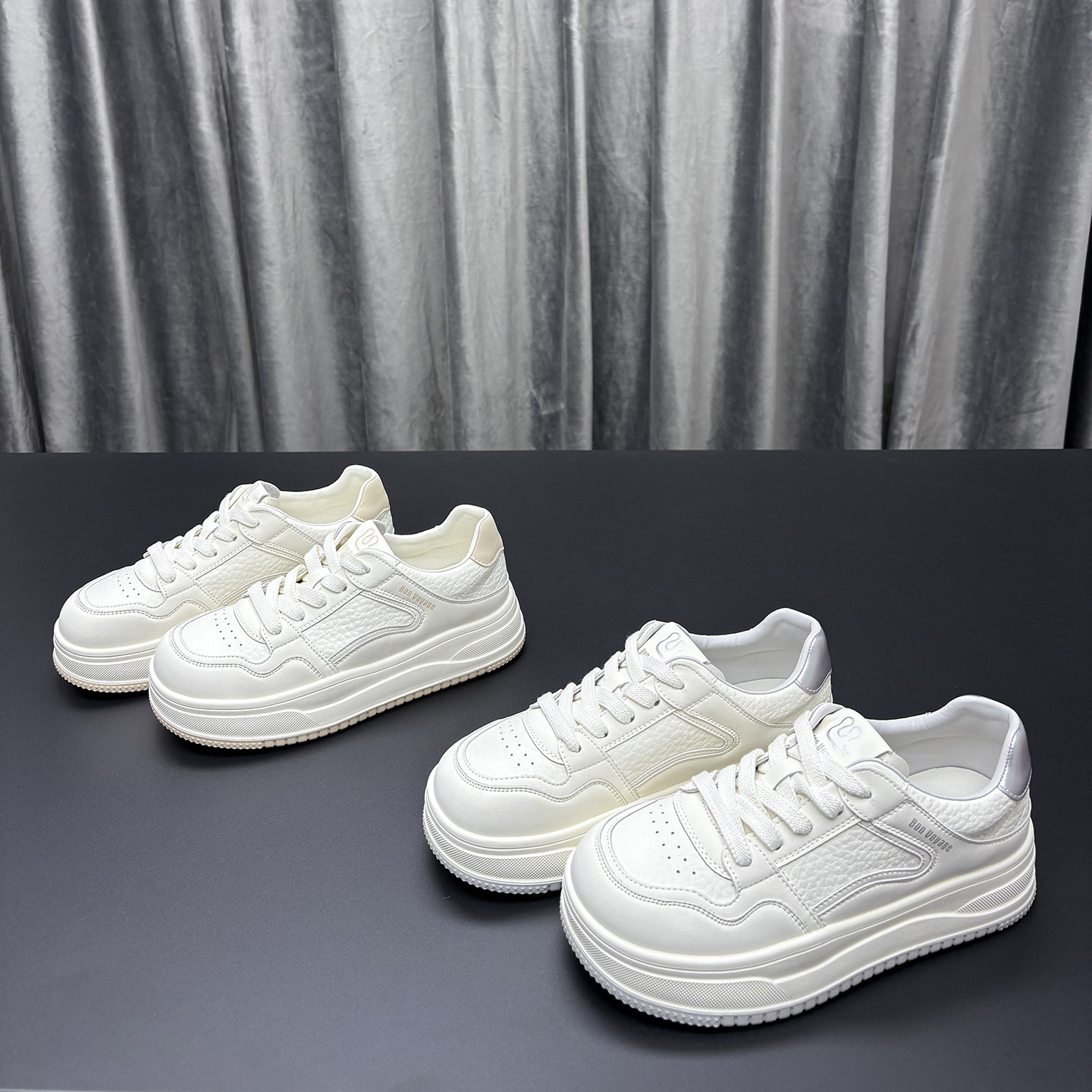 真皮小白鞋女2026春季新款圆头系带轻便厚底透气百搭时尚休闲板鞋,女鞋,休闲板鞋,淘宝优惠券,粉丝福利购,淘宝优惠卷