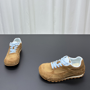 真皮网面阿甘鞋女2026春季新款圆头系带厚底透气百搭休闲运动鞋潮