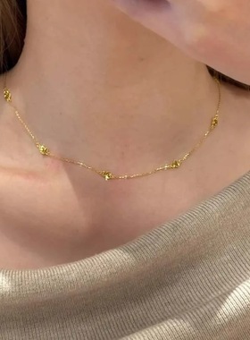 2025新款金色鱼鳞小葫芦项链新中式轻奢碎碎冰时尚颈链小红书同款