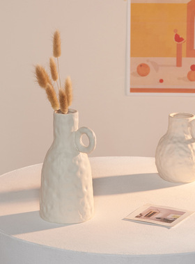 ins白色陶瓷花瓶干花小清新客厅插花满天星卧室客厅家居装饰摆件