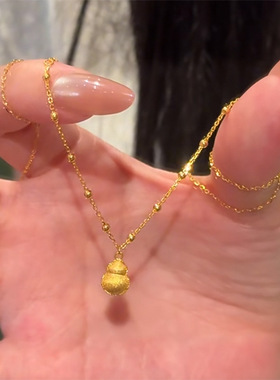 小红书爆款古法工艺拉丝葫芦项链新中式小众设计轻奢高级感锁骨链