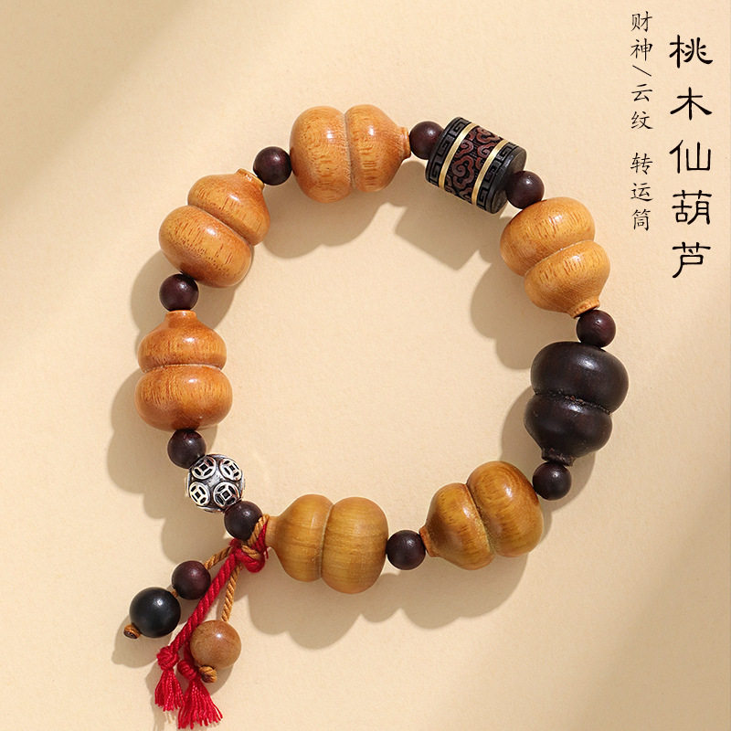 新中式金丝檀木仙葫芦手链男女款文艺复古招财转运文玩手串批发