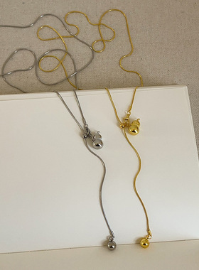 抽拉式光面圆球葫芦长款项链女简约高级感时尚气质百搭颈链毛衣链