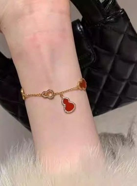 小红书爆款白月光白贝母葫芦手链2025新款福禄红玛瑙小葫芦手饰品