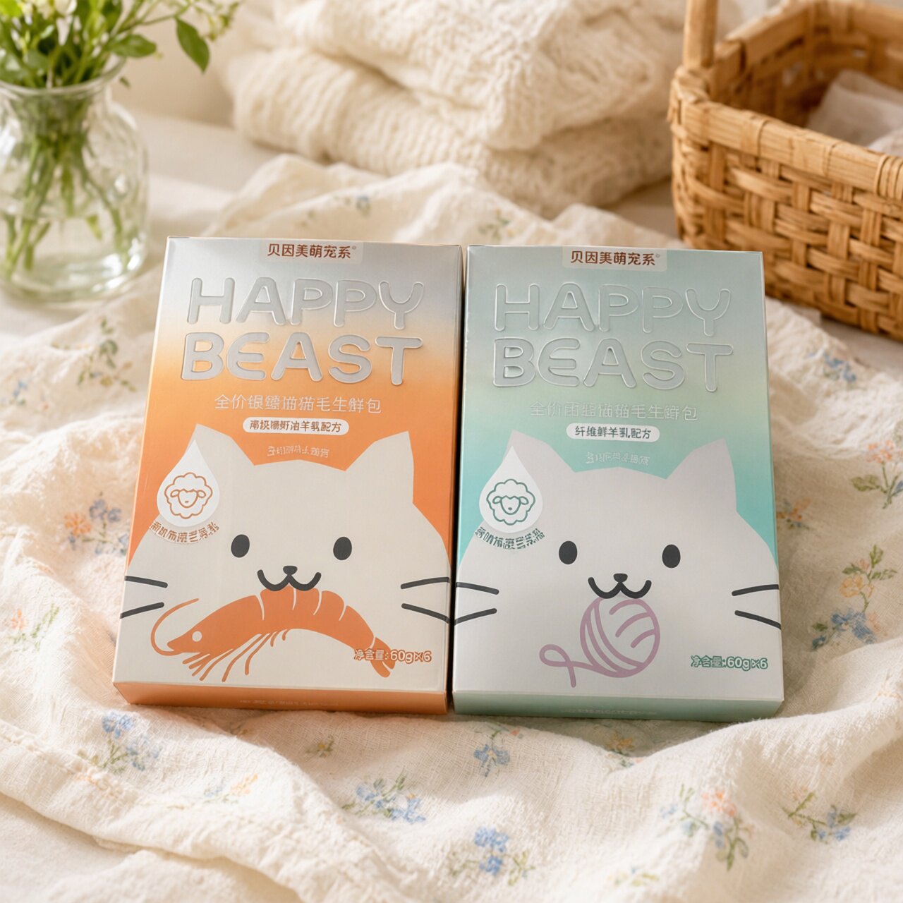 贝因美猫湿粮生鲜包羊乳磷虾油纤维素毛球成猫幼猫主食猫罐头礼盒