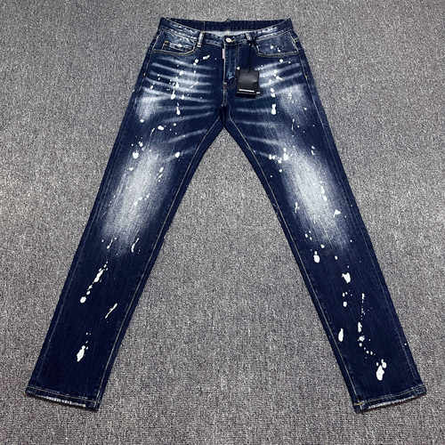 D2牛仔裤时尚泼墨立体剪裁