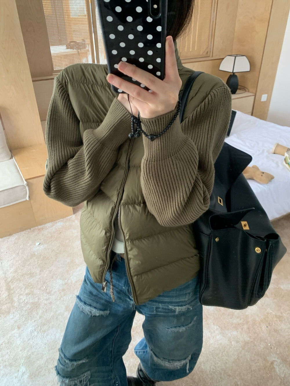 十三行正品2025冬季新款韩版洋气时尚设计感拼接针织羽绒服外套女