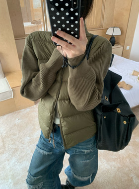 十三行正品2025冬季新款韩版洋气时尚设计感拼接针织羽绒服外套女