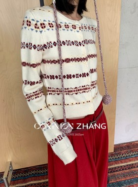十三行正版2025冬季新款韩版洋气时尚百搭ins圆领钩花毛衣(配帽子