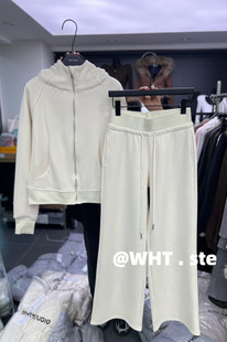 2025冬季 阔腿休闲裤 新款 简约连帽拉链宽松拉链外套 女 韩版 WHT正版