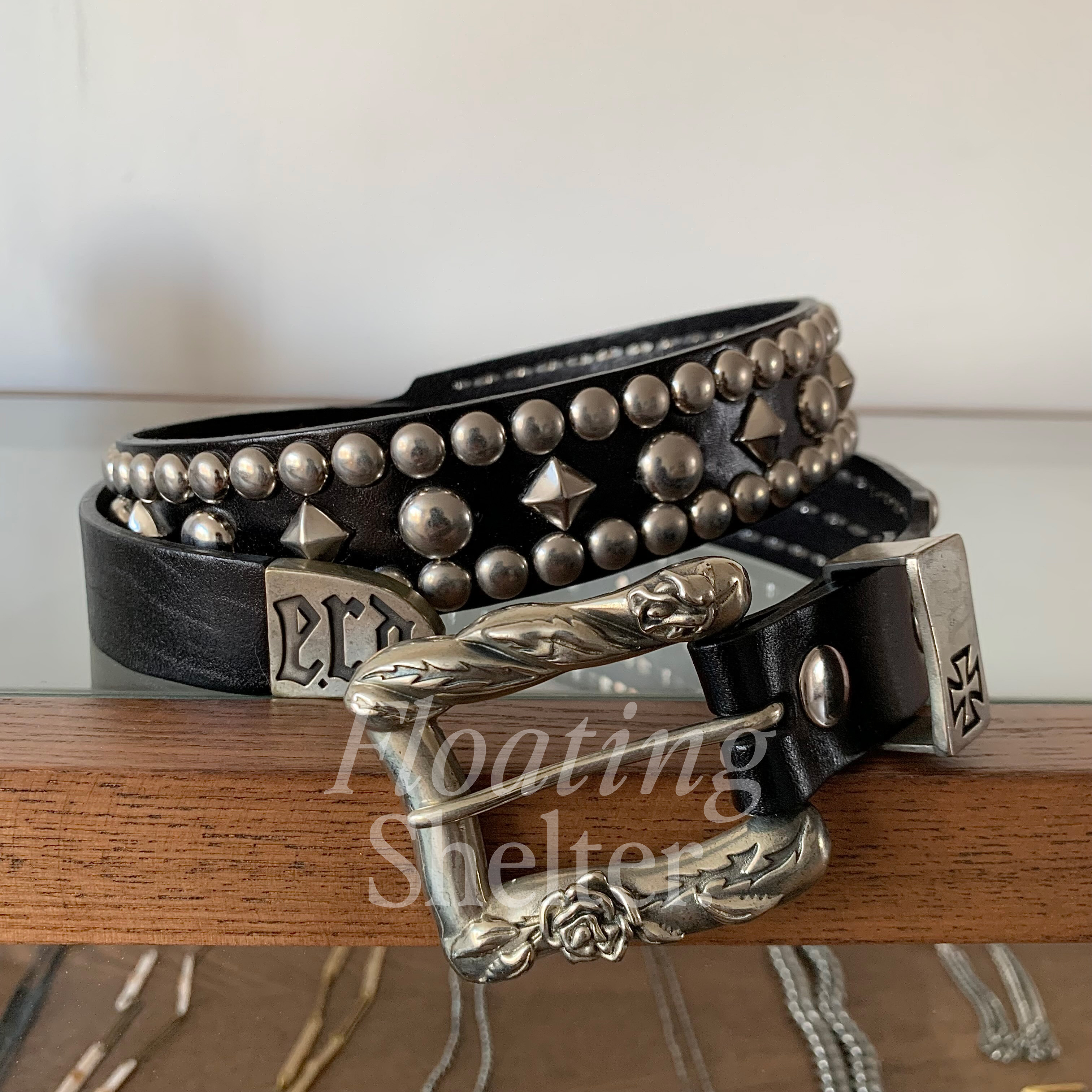 腰带黑宽版玫瑰花实拍朋克摇滚