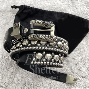 ERD忧郁的富二代“再见弗兰基“叛逆朋克美学皮带圆铆钉真皮腰带