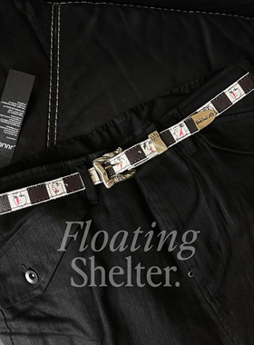 【货源】ERD忧郁的富二代鼻血腰带人物手绘图案棋盘格黑白色皮带