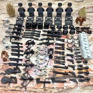 国产军事拼装积木小人仔土匪蒙面暴徒反派士兵玩具警察特种兵玩偶