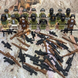 现代军事打仗战争场景益智拼装中国积木警察土匪人仔警车坦克玩具