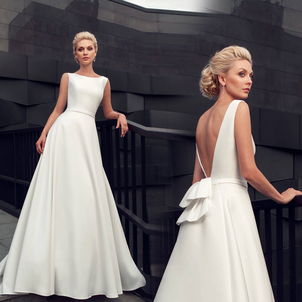 高级定制摩洛哥豪门贵妇轻婚纱时尚大气显瘦修身露背拖尾礼服斯艾