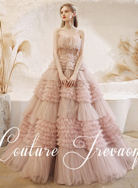 高级定制法式甜美少女气质重工抹胸婚纱敬酒服生日礼服蓬蓬裙漫缘