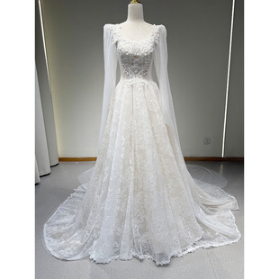 高级定制罗马尼亚古堡贵族女爵气质奢华小众蕾丝刺绣重工婚纱米拉