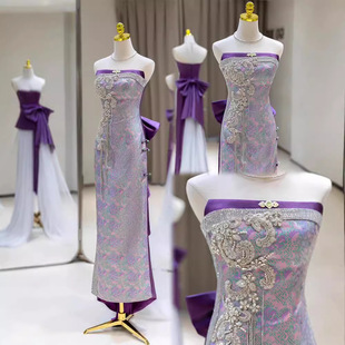 高级定制新中式 国风旗袍晨袍漫缘 复古优雅抹胸轻奢小众订婚改良版