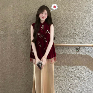 高级定制中国风减龄气质前后刺绣新中式 上衣马甲晚礼服裙漫缘 套装