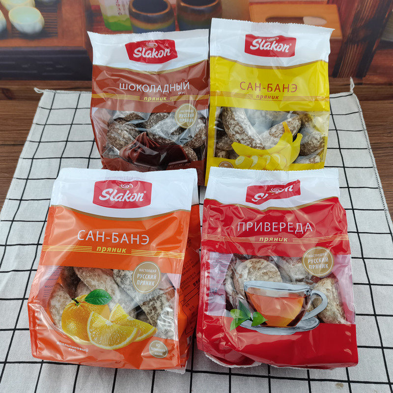 450克*2袋 俄罗斯原装进口老式香蕉牛奶面包光头饼干粗纤维早餐糕