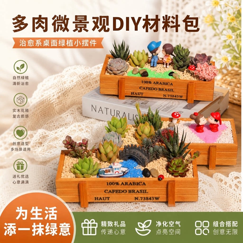 多肉植物组合盆栽套餐微景观多肉diy材料包含盆含土室内绿植包邮