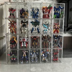 炫卡斗士透明收纳盒防尘重轨巨神变形机器装甲乐高手办玩具展示柜