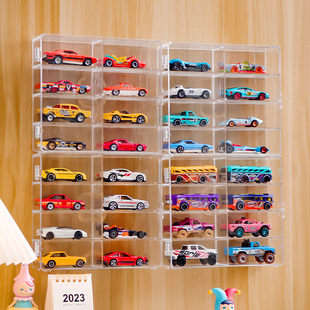 可挂墙风火轮收纳盒合金小汽车模型TOMICA1:64儿童玩具多美卡透明