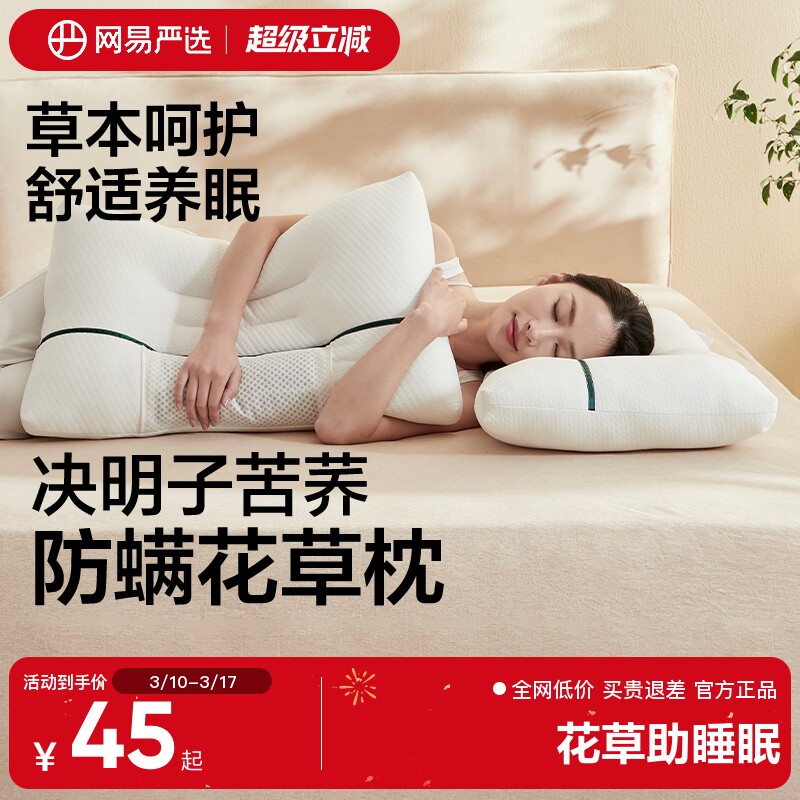 网易严选枕头一对决明子枕芯护颈椎枕双人整头睡眠荞麦枕夏季家用