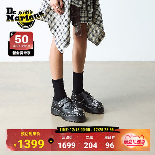 Dr.Martens马丁博士Monk Quad SF新款爆款时尚刺绣小厚底皮鞋单鞋