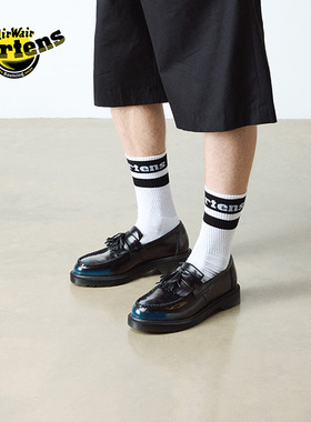 Dr.Martens马丁博士Adrian秋新款舒适通勤休闲蓝色擦色皮鞋乐福鞋