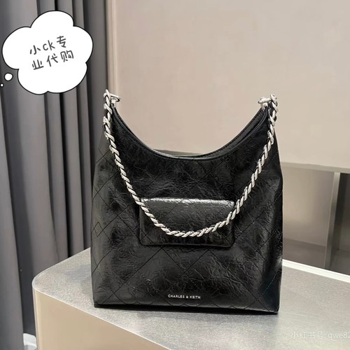CHARLES&KEITH26秋季CK2-40782929菱格质感HOBO腋下包斜挎包女包