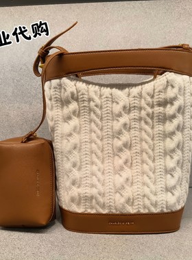 CHARLES&KEITH 小CK2-10782251针织大容量单肩斜挎水桶包字母包女