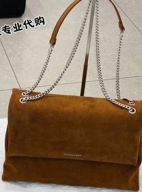 CHARLES&KEITH25秋新款CK2-20271514-1单肩仿麂皮简约腋下包女