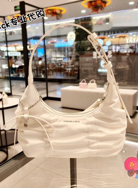 CHARLES&KEITH25秋季新款CK2-40271626复古褶皱蝴蝶结腋下包女包
