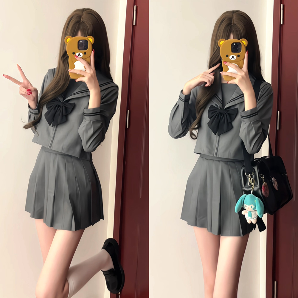 哈黛原创正版灰二本jk制服水手服灰色学院风日系少女校供基础款