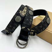 复古小众全拼腰果花帆布腰带男士 国风潮流ins双环扣裤 带配饰皮带