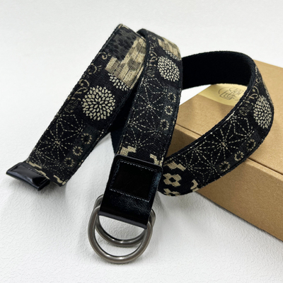 复古小众全拼腰果花帆布腰带男士国风潮流ins双环扣裤带配饰皮带