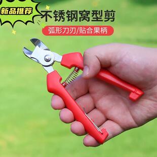 不锈钢窝型摘果剪番茄苹果专用剪橘子采摘剪水果果柄凹形修枝剪刀