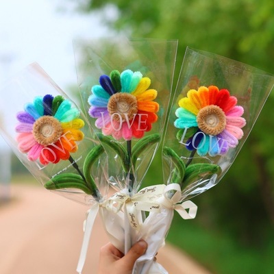 2025新款教师节礼物向日葵花束情人家居装饰成品七夕编织扭扭棒