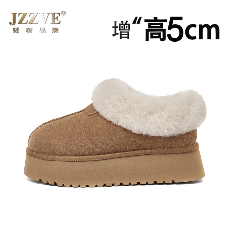 桃酥暖绒棉鞋加绒加厚厚底短靴