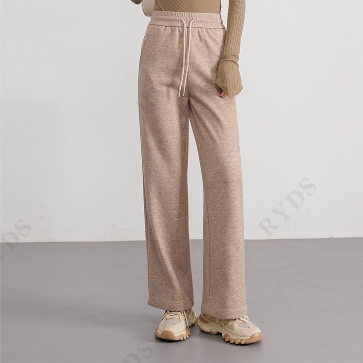 纯色醋酸羊绒针织百搭阔腿裤加绒加厚K712