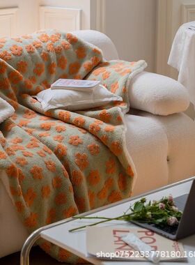 空调毯文艺碎花简约加厚客厅午休毛毯ins秋冬保暖羊羔绒沙发盖毯