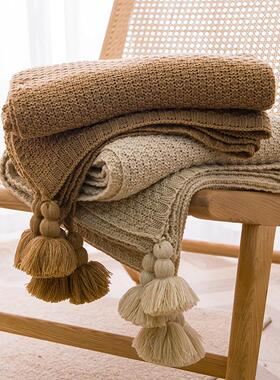 ins风网红同款手工毛毯休闲午休办公室流苏沙发毯简约床旗床尾毯