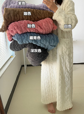 【原创实拍】行走的大被子珊瑚绒提花睡袍冬季睡衣保暖居家服睡裙