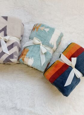 厚！BERKXIRE波西米亚风毛毯膝盖毯法兰绒毯子办公室午睡毯小毯子